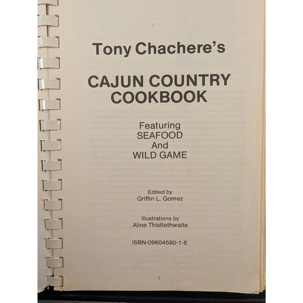 Tony Chachere's Cajun Country Cookbook Seafood Wild Game 1983 Revised Edition